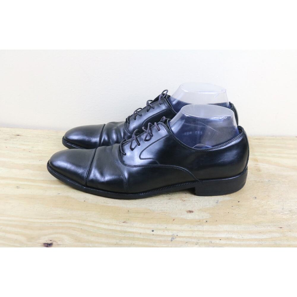 Salvatore Ferragamo Mens Dress Shoes 8D Black Leather Oxfords Italy